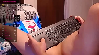 young man prevalent a beautiful big&comma; thick and veiny cock masturbates on camera