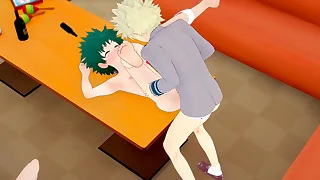 My Hero Academia Yaoi Bakugou fucks Deku in a karaoke in the long run b for a long time Uraraka looks surpassing - Manga anime porn hardsex